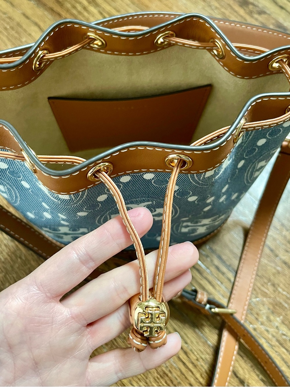 Tory Burch Monogram Bucket Bag - Picture 10 of 14